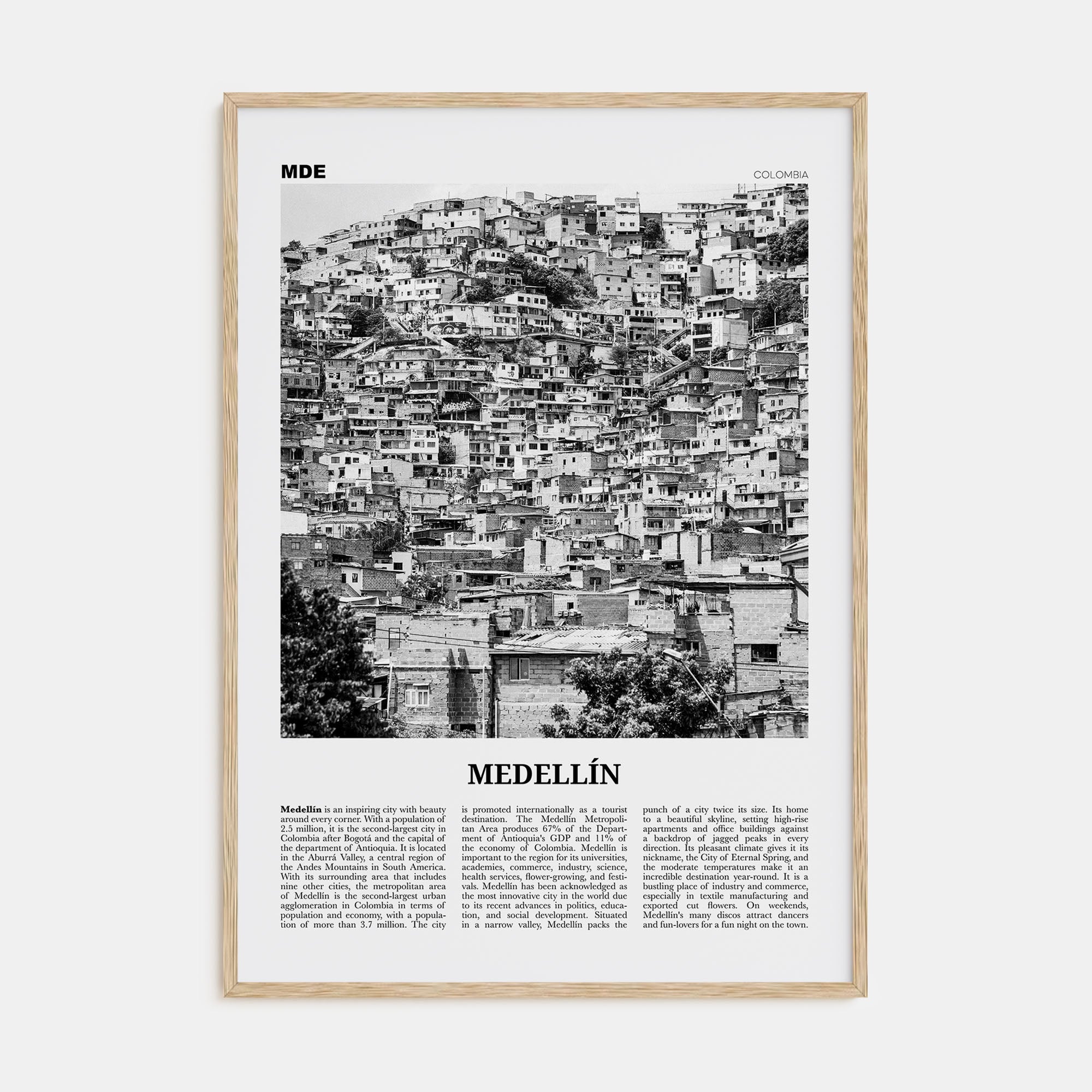 Medellín Travel B&W No 2 Poster