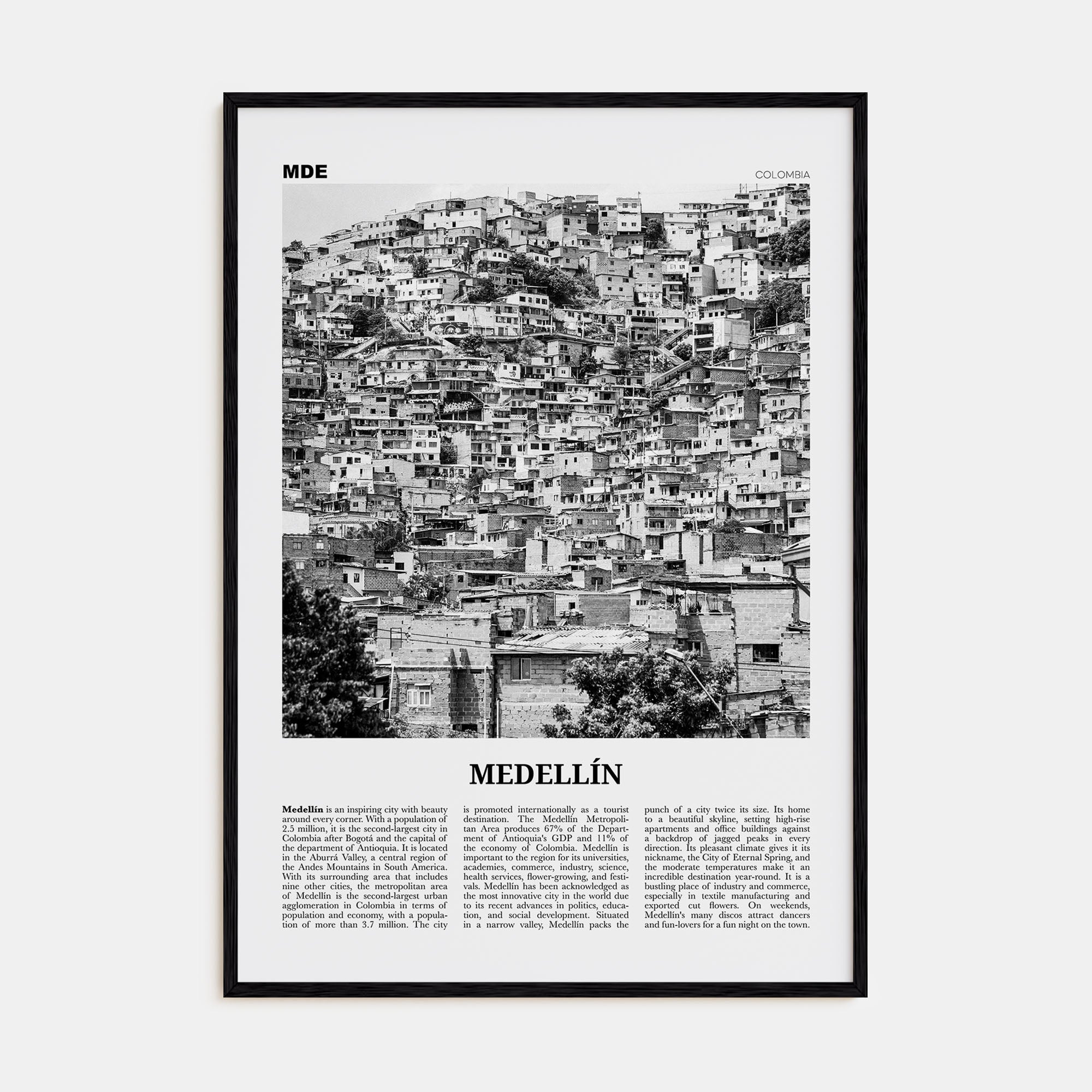 Medellín Travel B&W No 2 Poster