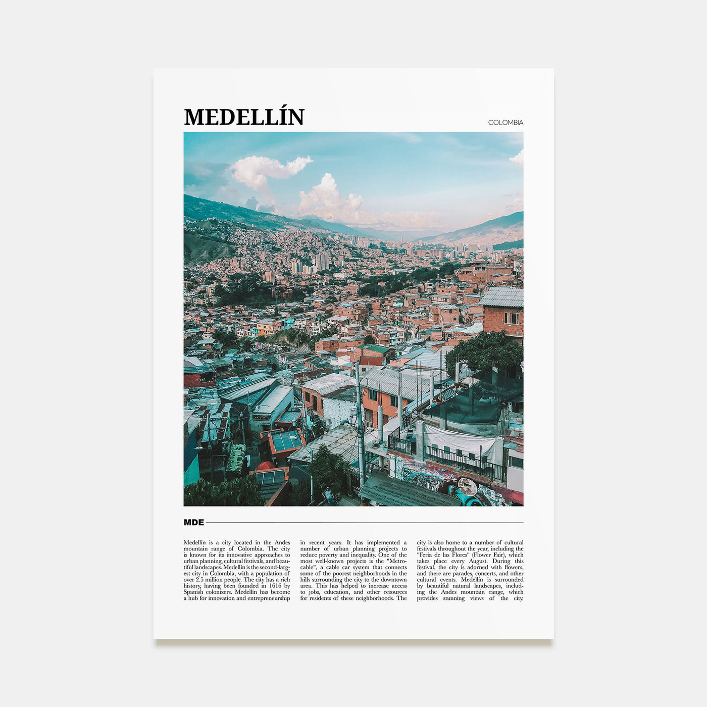 Medellín Travel Color Poster