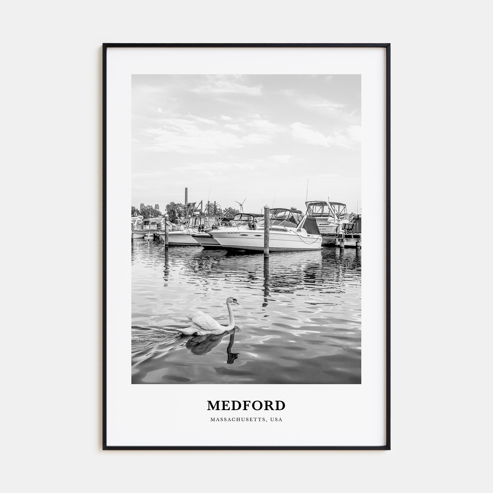 Medford, Massachusetts Portrait B&W Poster