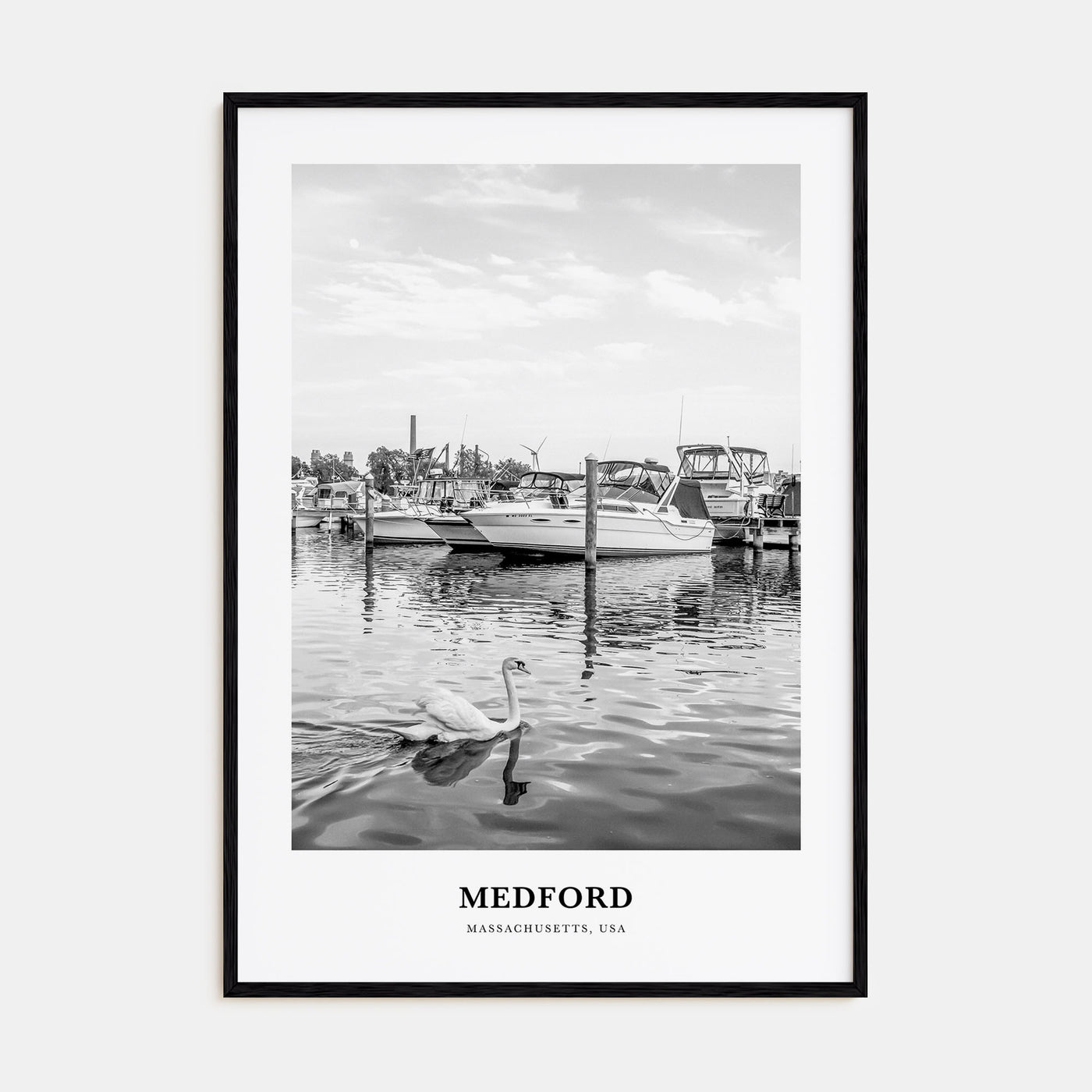 Medford, Massachusetts Portrait B&W Poster
