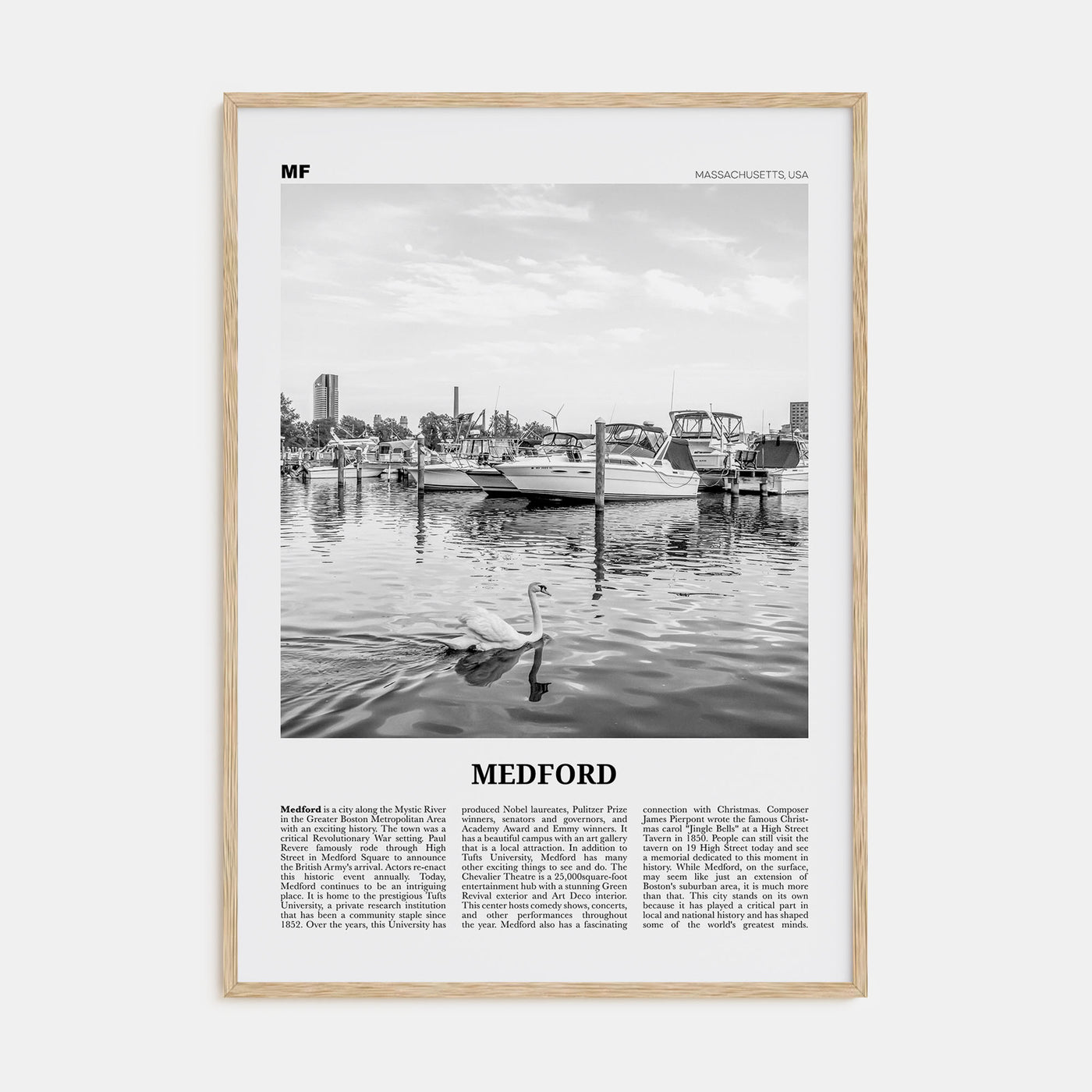 Medford, Massachusetts Travel B&W Poster