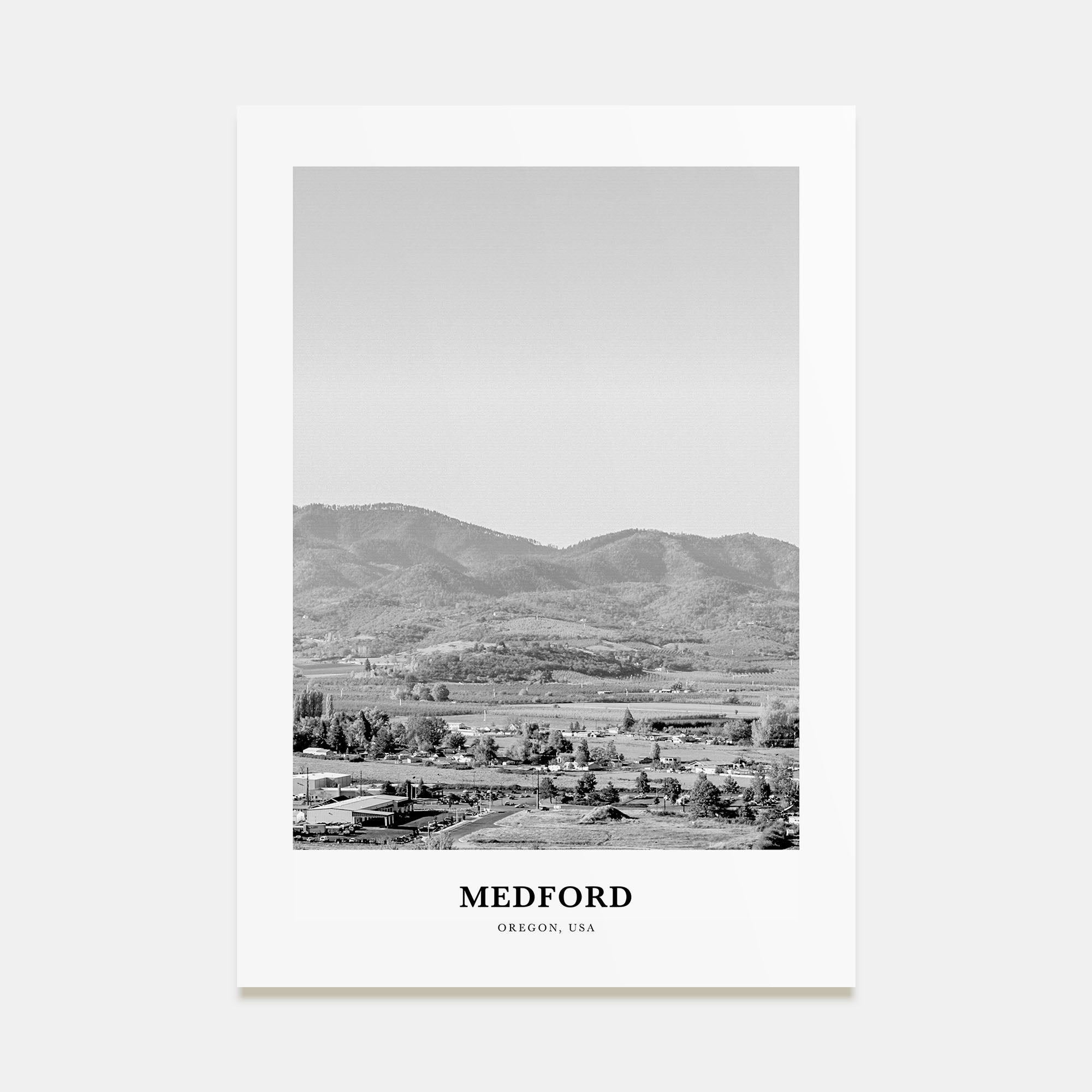 Medford, Oregon Portrait B&W Poster
