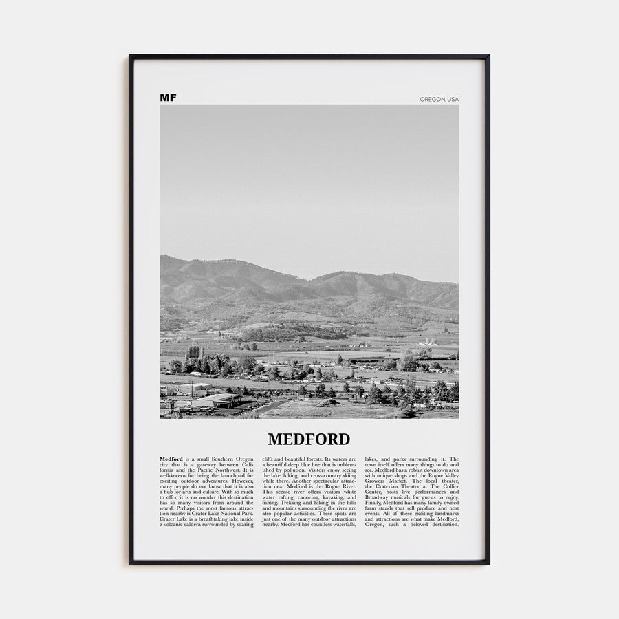 Medford, Oregon Travel B&W Poster
