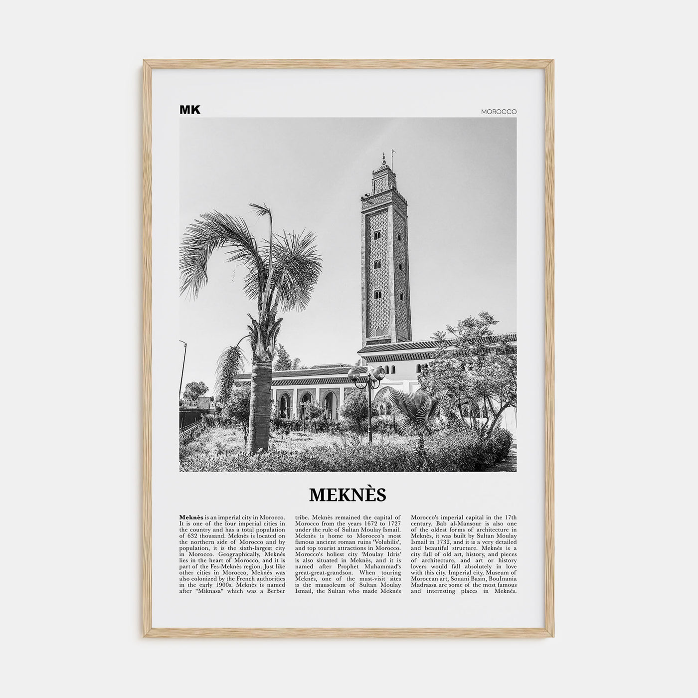 Meknès Travel B&W Poster