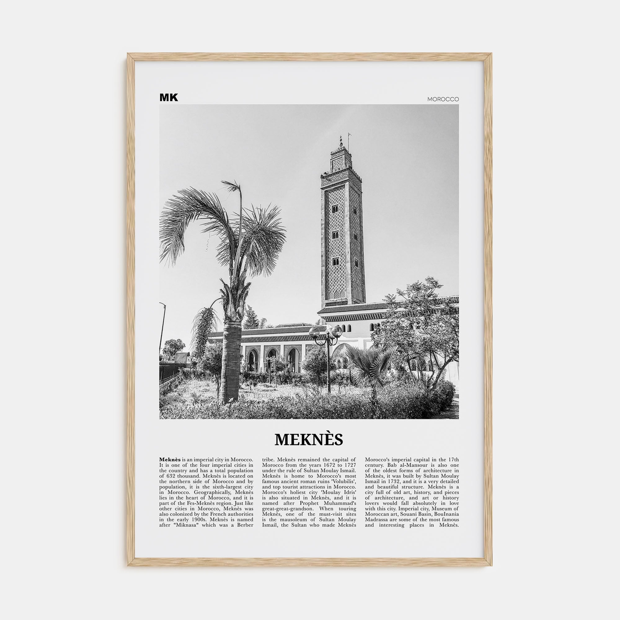 Meknès Travel B&W Poster