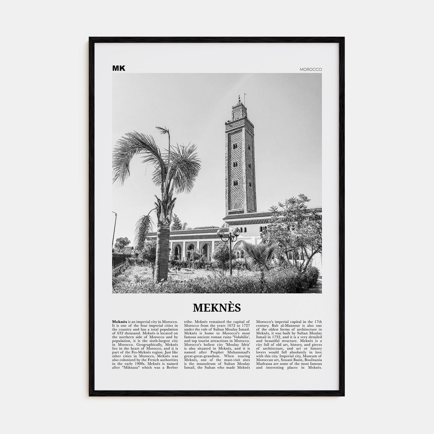 Meknès Travel B&W Poster