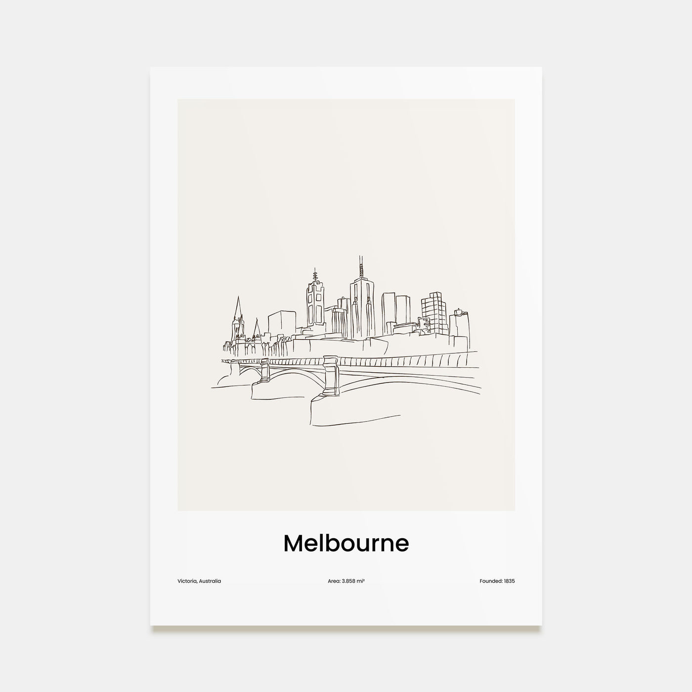 Melbourne, Australia Drawn Poster