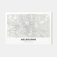 Melbourne, Australia Map Landscape Poster