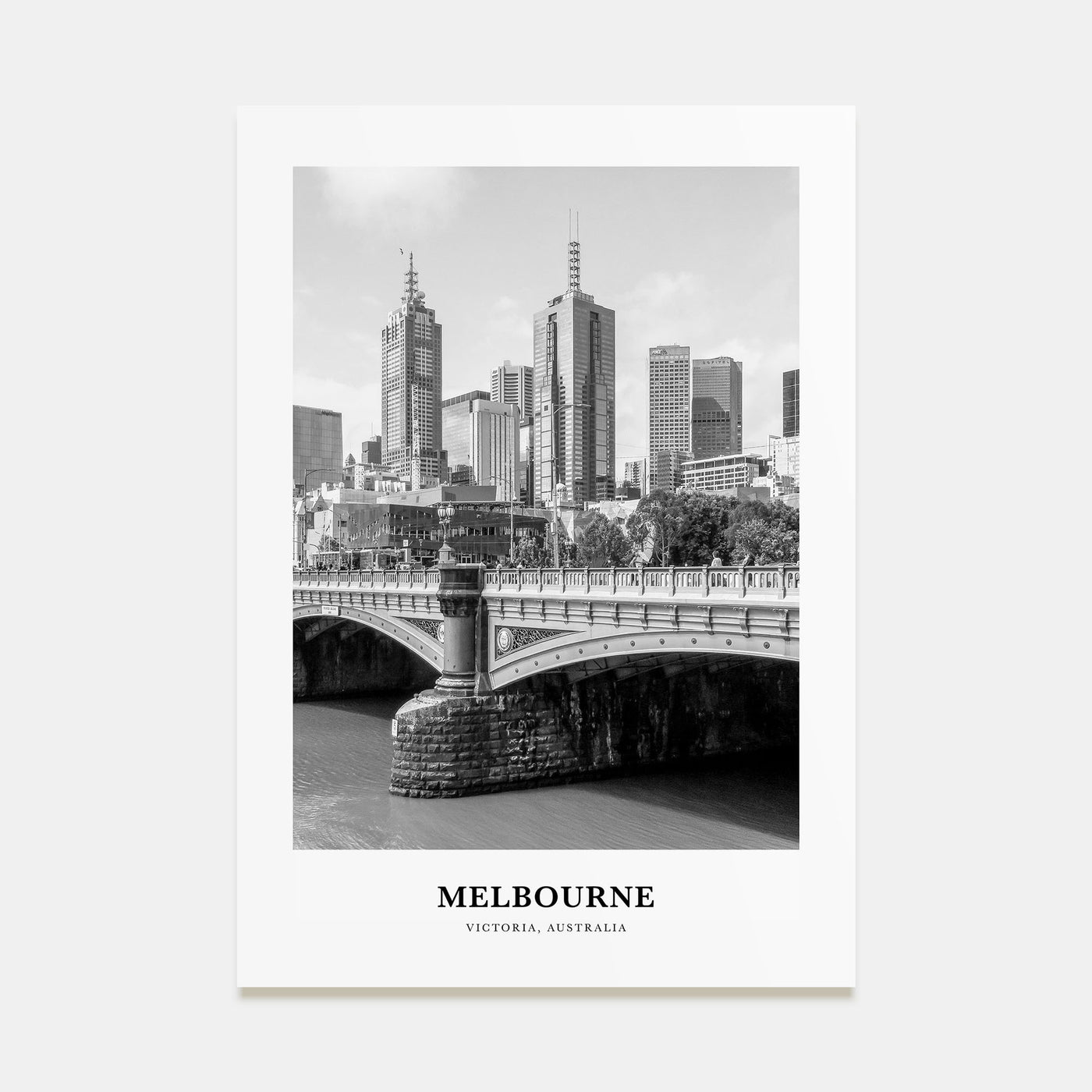 Melbourne, Australia Portrait B&W No 1 Poster