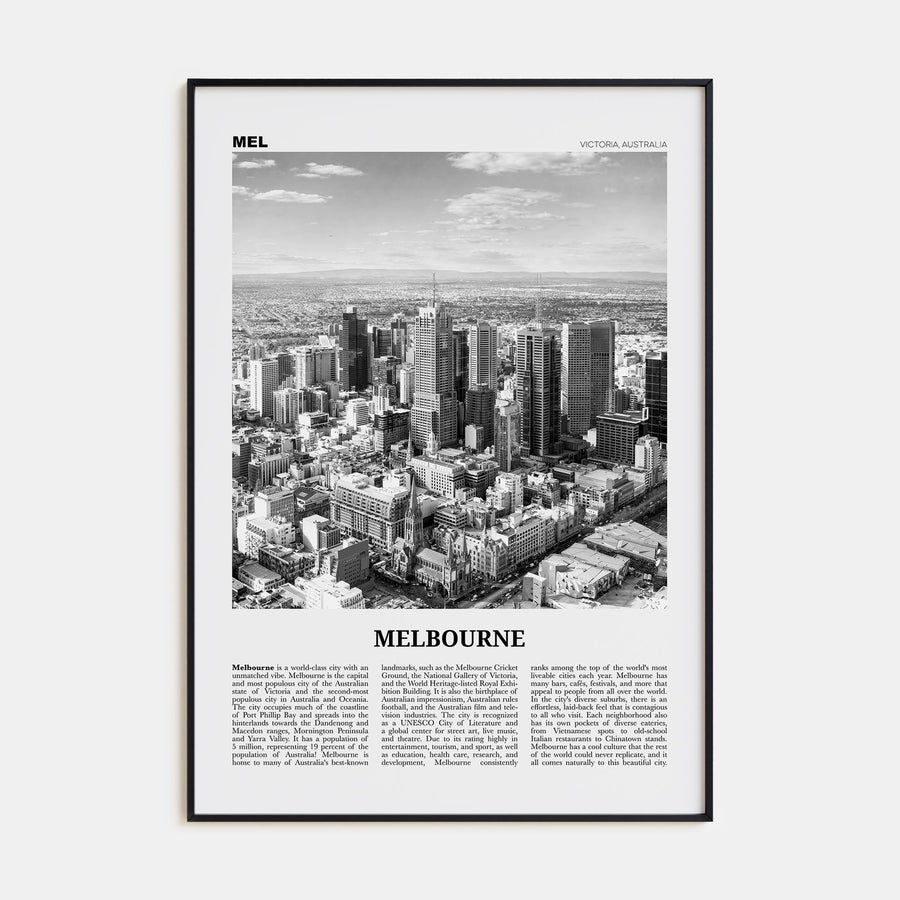 Melbourne, Australia Travel B&W No 2 Poster