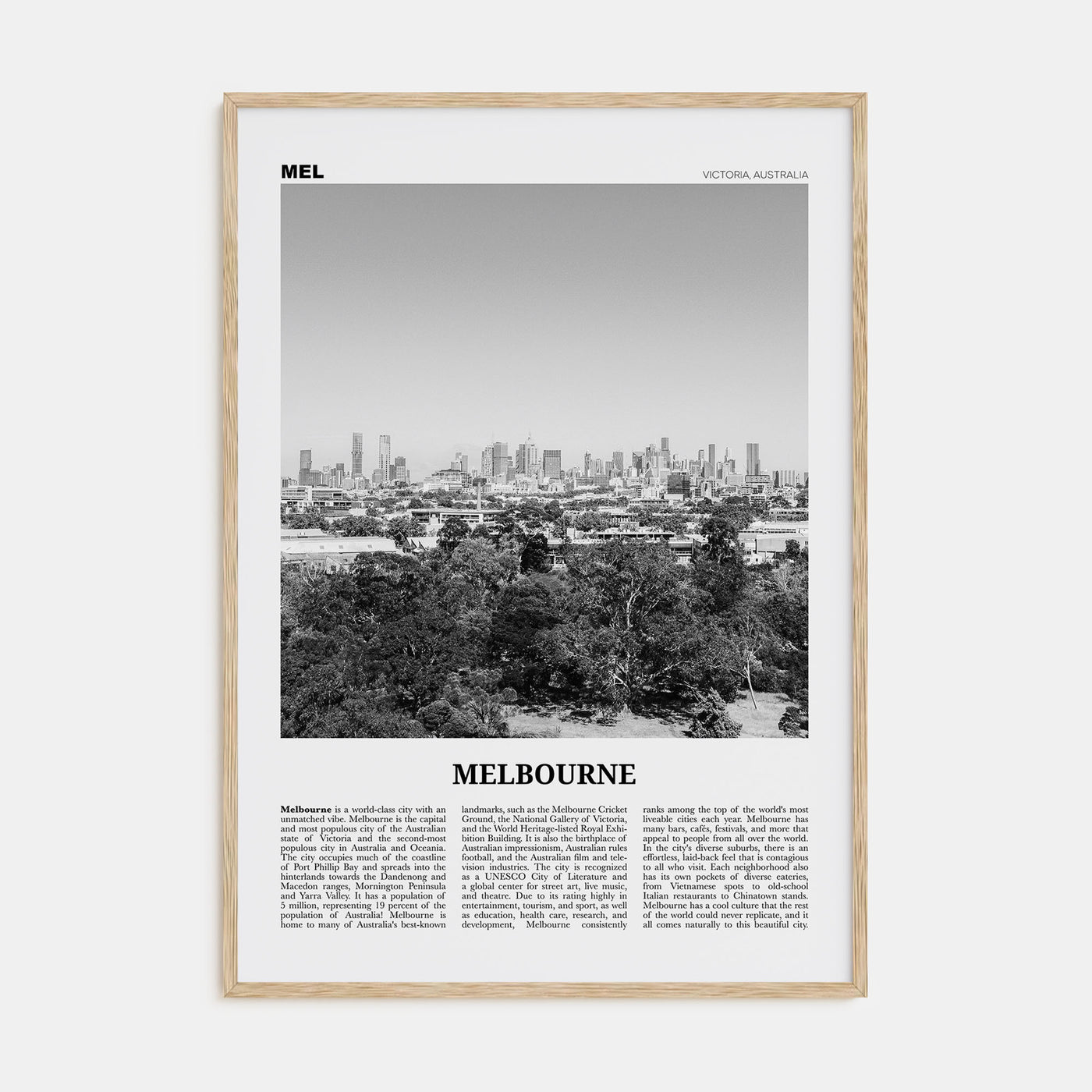 Melbourne, Australia Travel B&W No 3 Poster