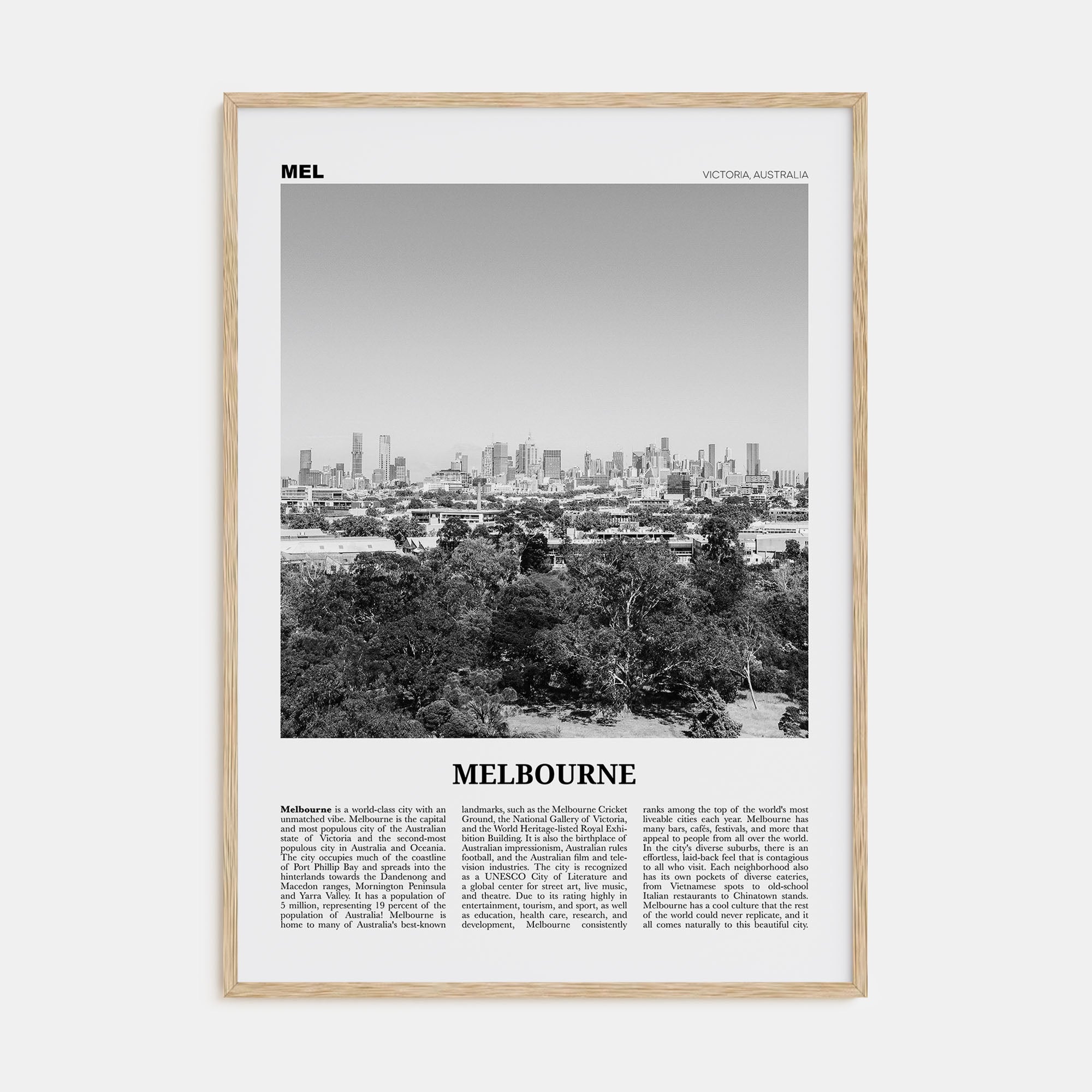 Melbourne, Australia Travel B&W No 3 Poster