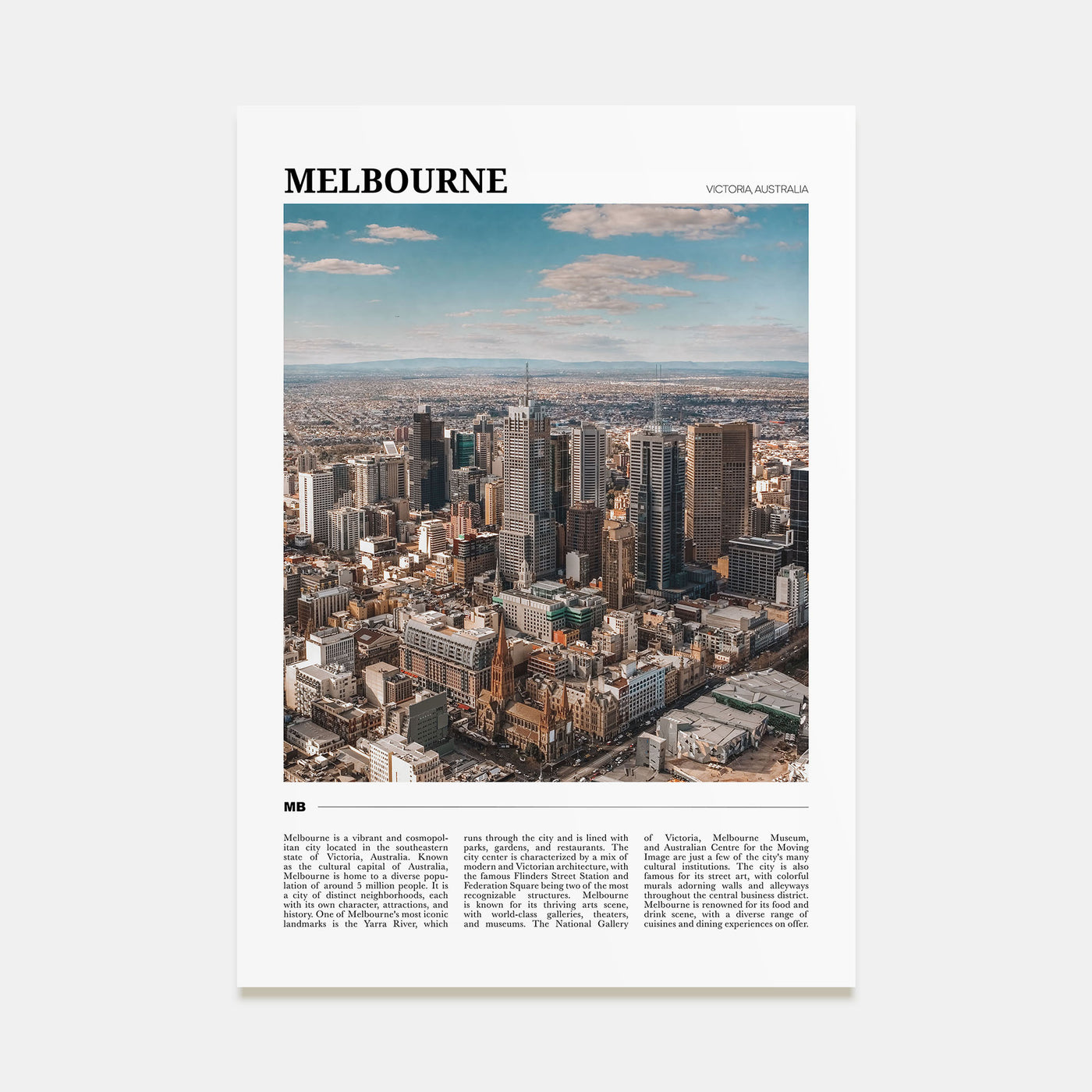 Melbourne, Australia Travel Color Poster