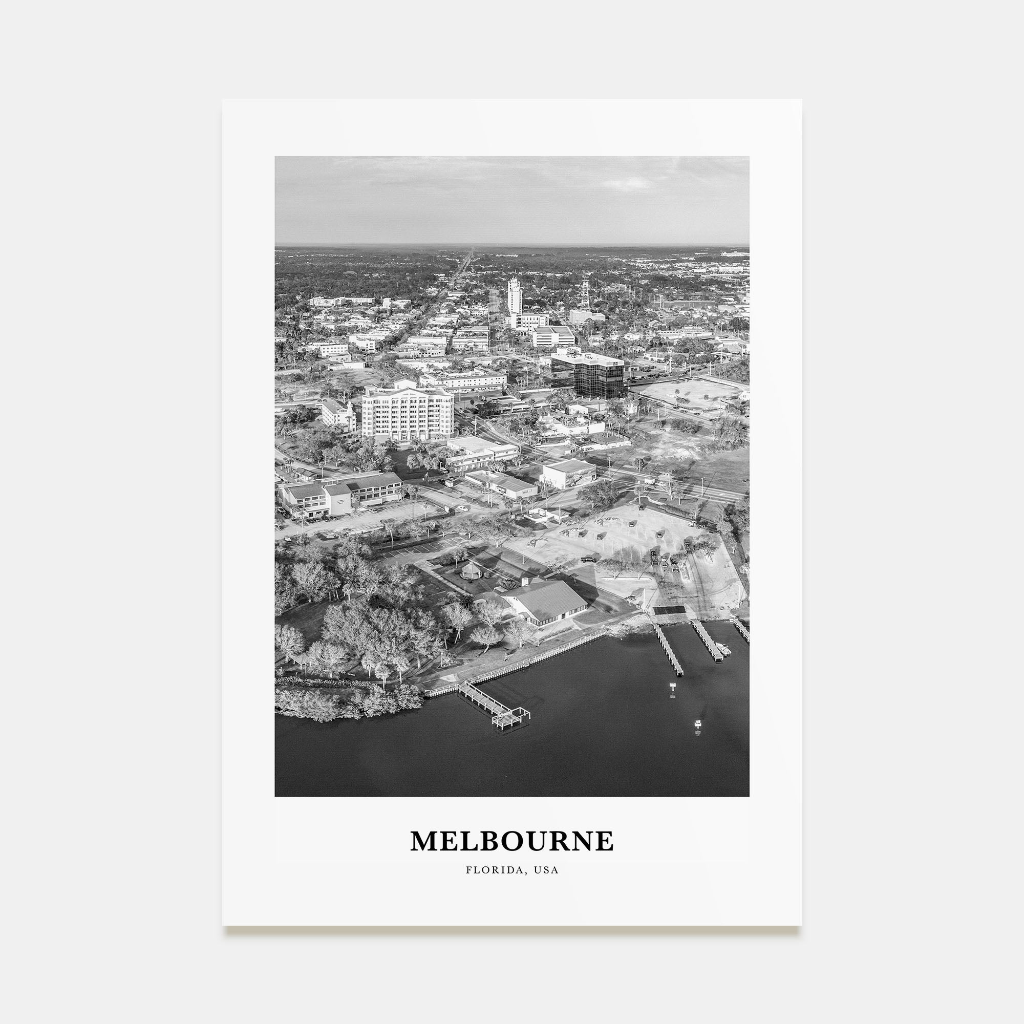 Melbourne, Florida Portrait B&W Poster