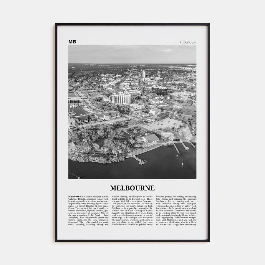 Melbourne, Florida Travel B&W Poster