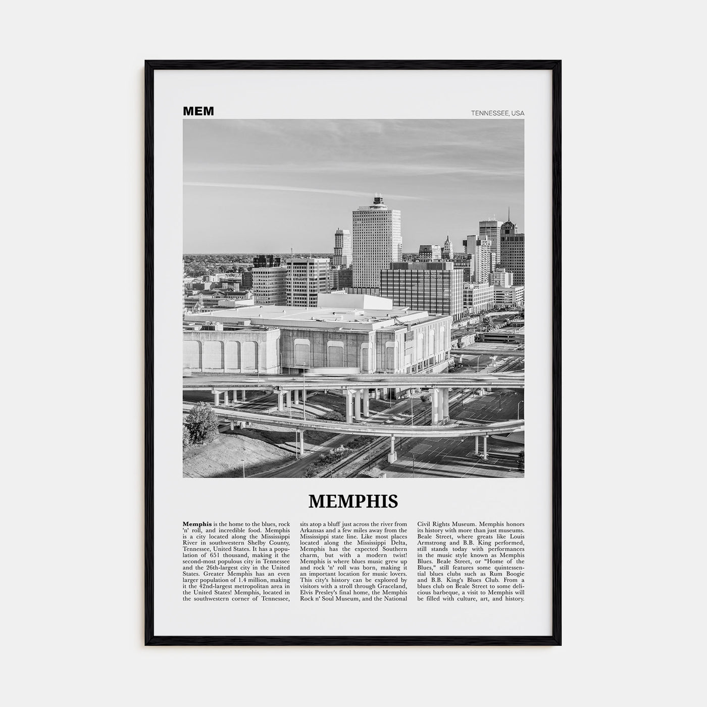 Memphis Travel B&W No 2 Poster