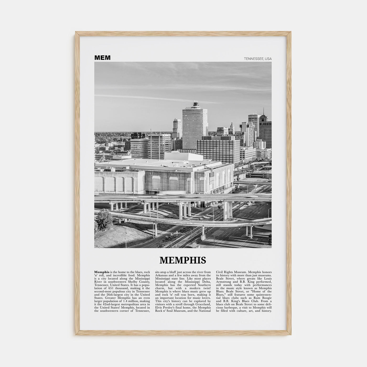 Memphis Travel B&W No 2 Poster