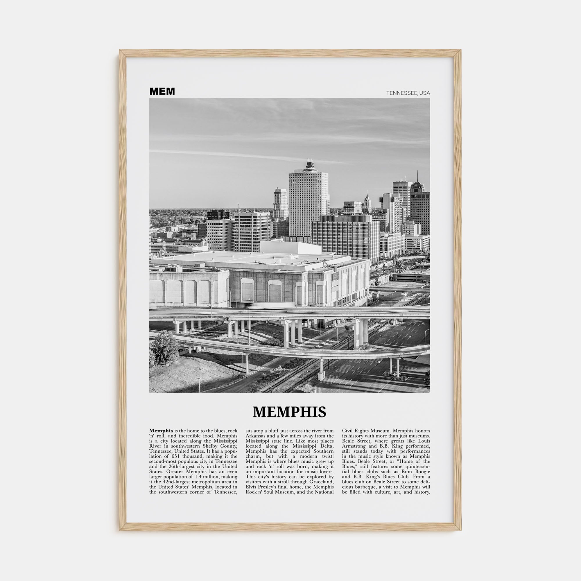 Memphis Travel B&W No 2 Poster