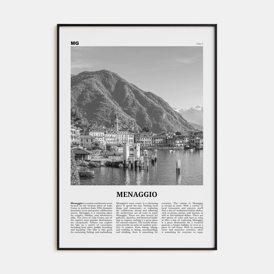 Menaggio Travel B&W No 1 Poster
