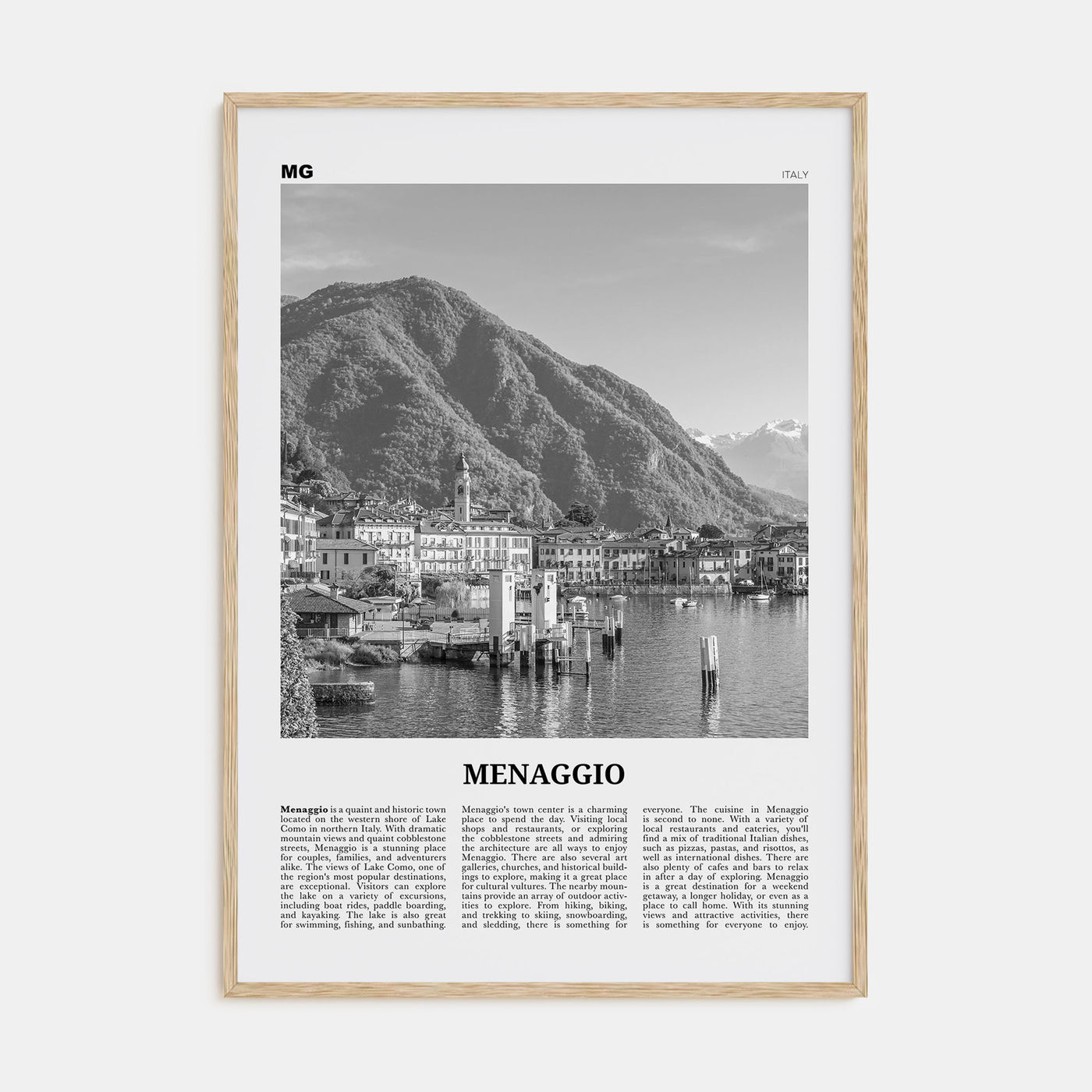 Menaggio Travel B&W No 1 Poster