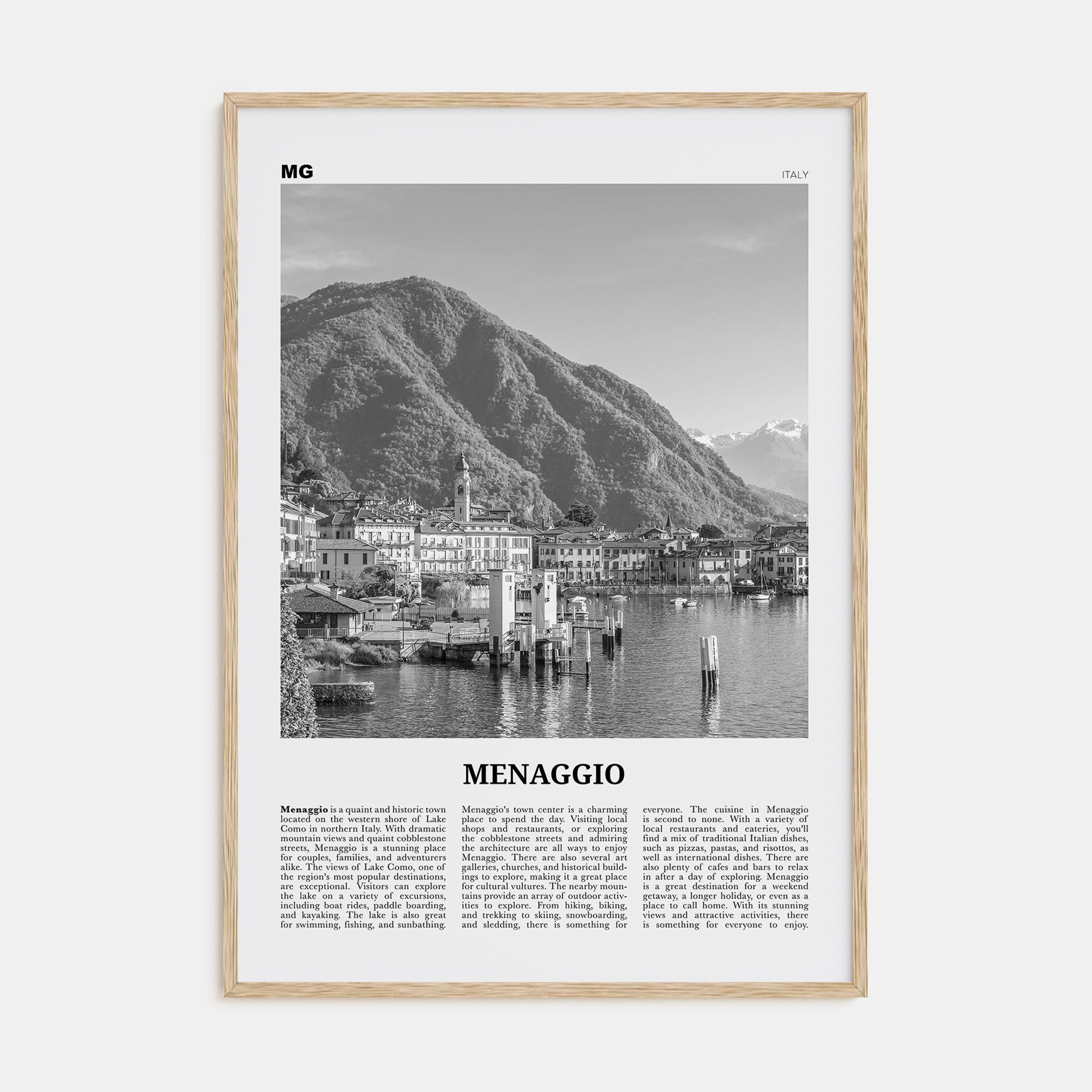 Menaggio Travel B&W No 1 Poster