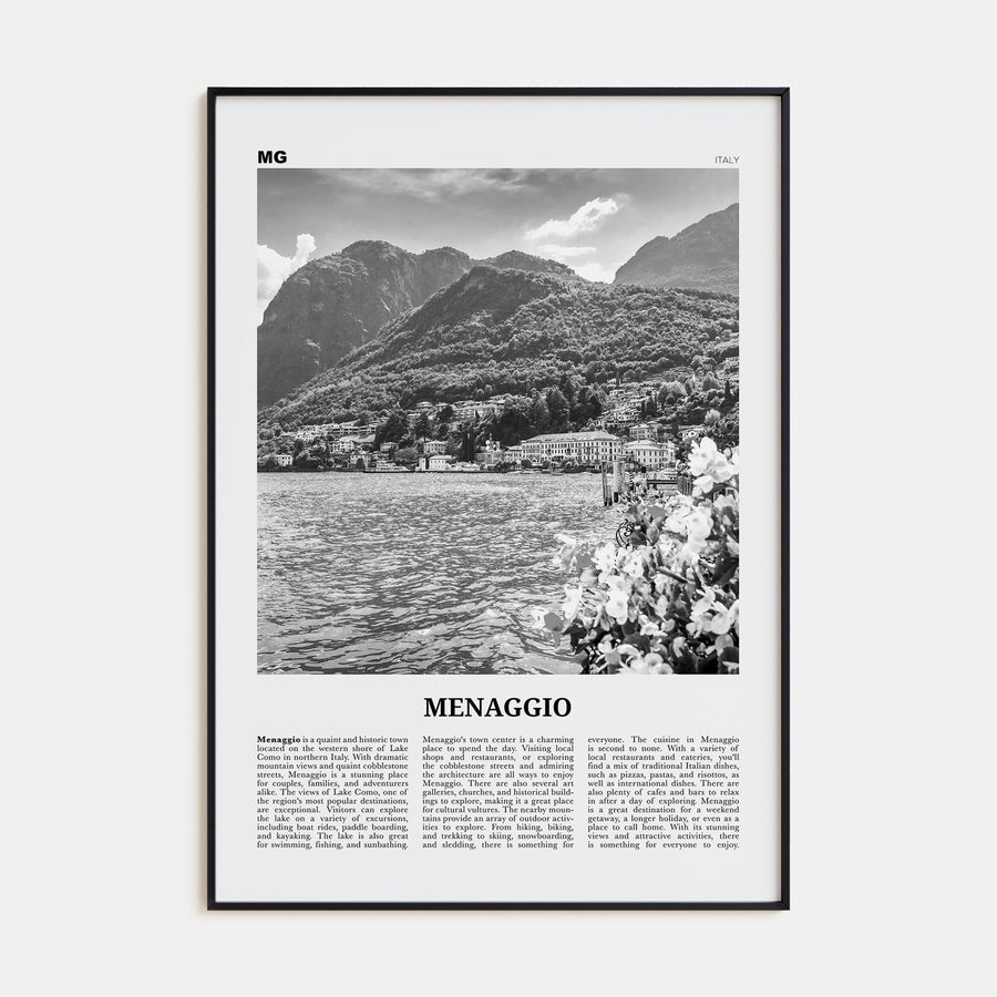 Menaggio Travel B&W No 2 Poster