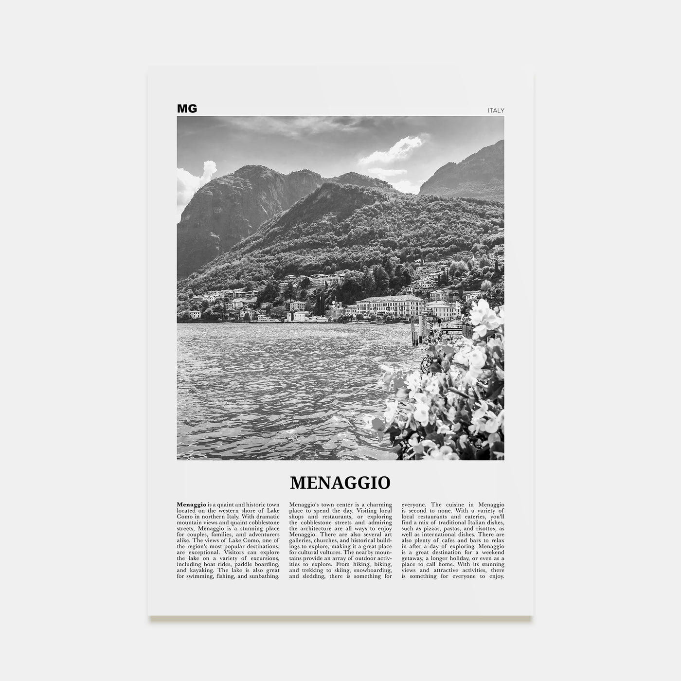 Menaggio Travel B&W No 2 Poster