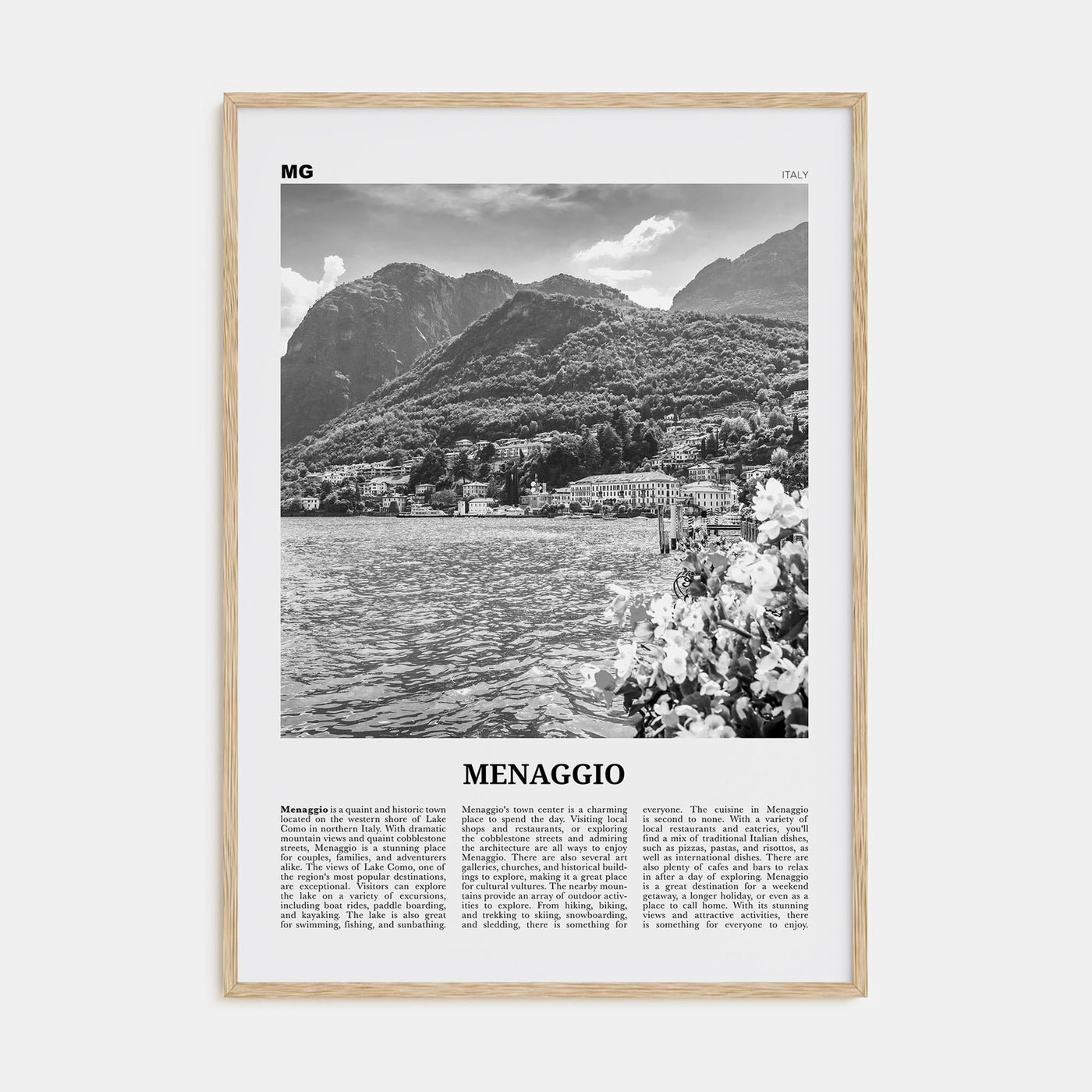 Menaggio Travel B&W No 2 Poster