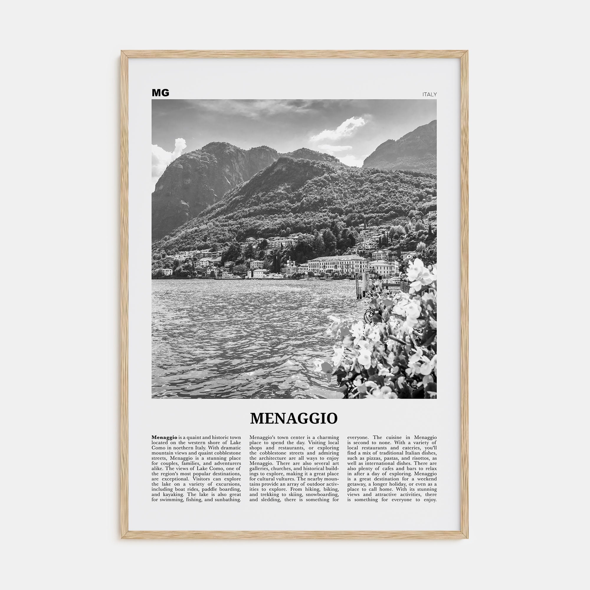 Menaggio Travel B&W No 2 Poster