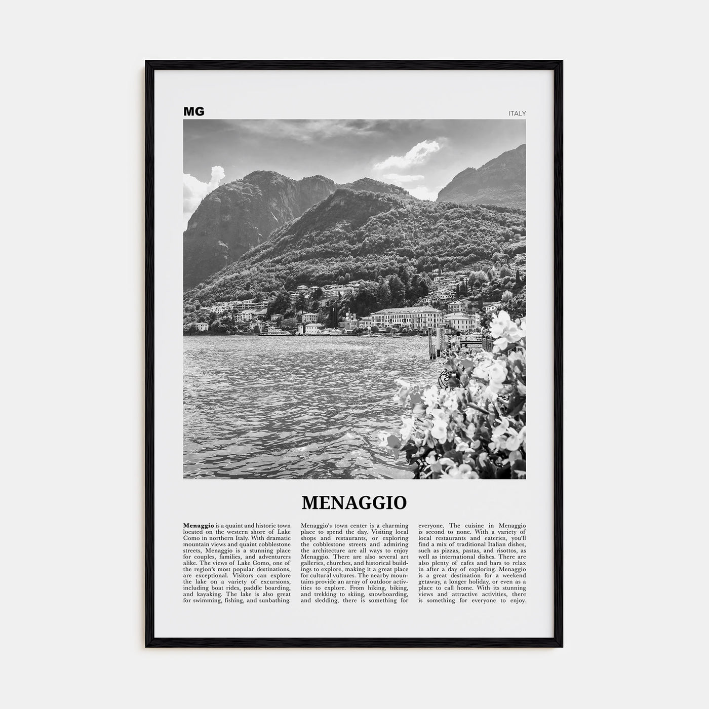Menaggio Travel B&W No 2 Poster