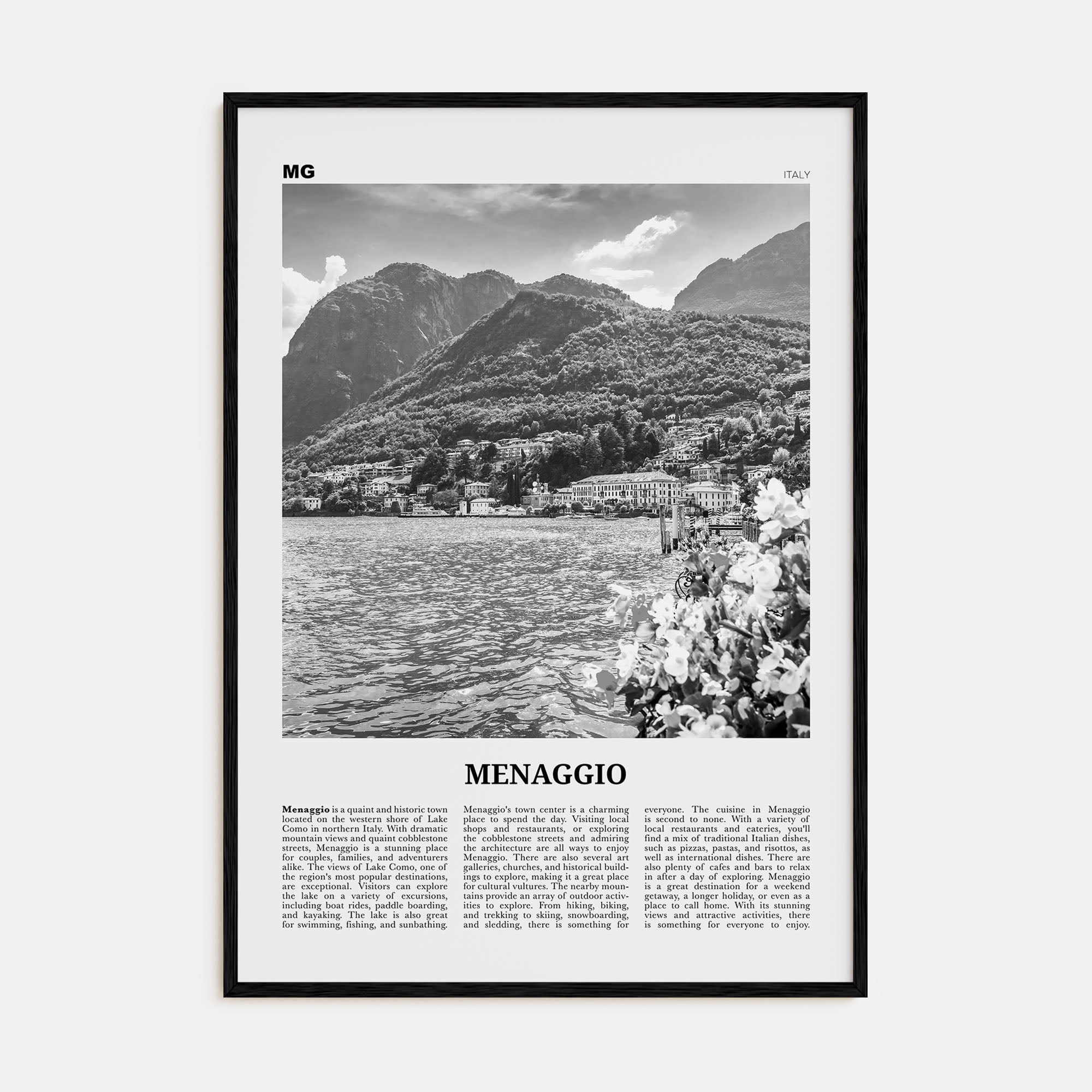 Menaggio Travel B&W No 2 Poster