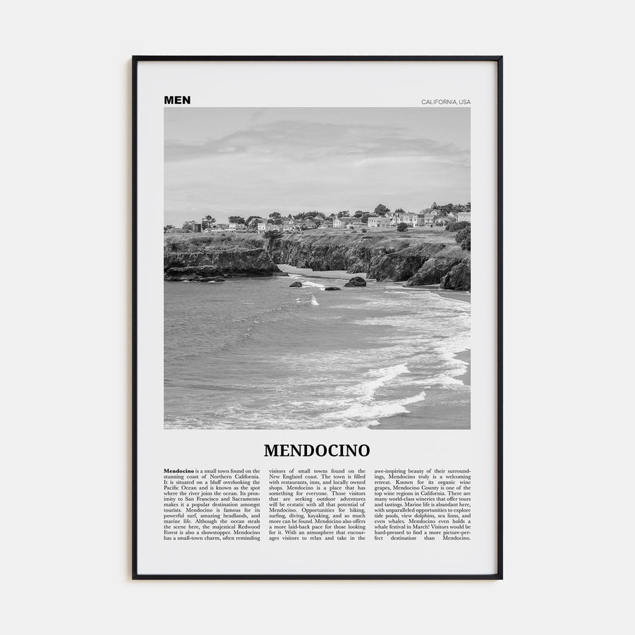 Mendocino Travel B&W Poster