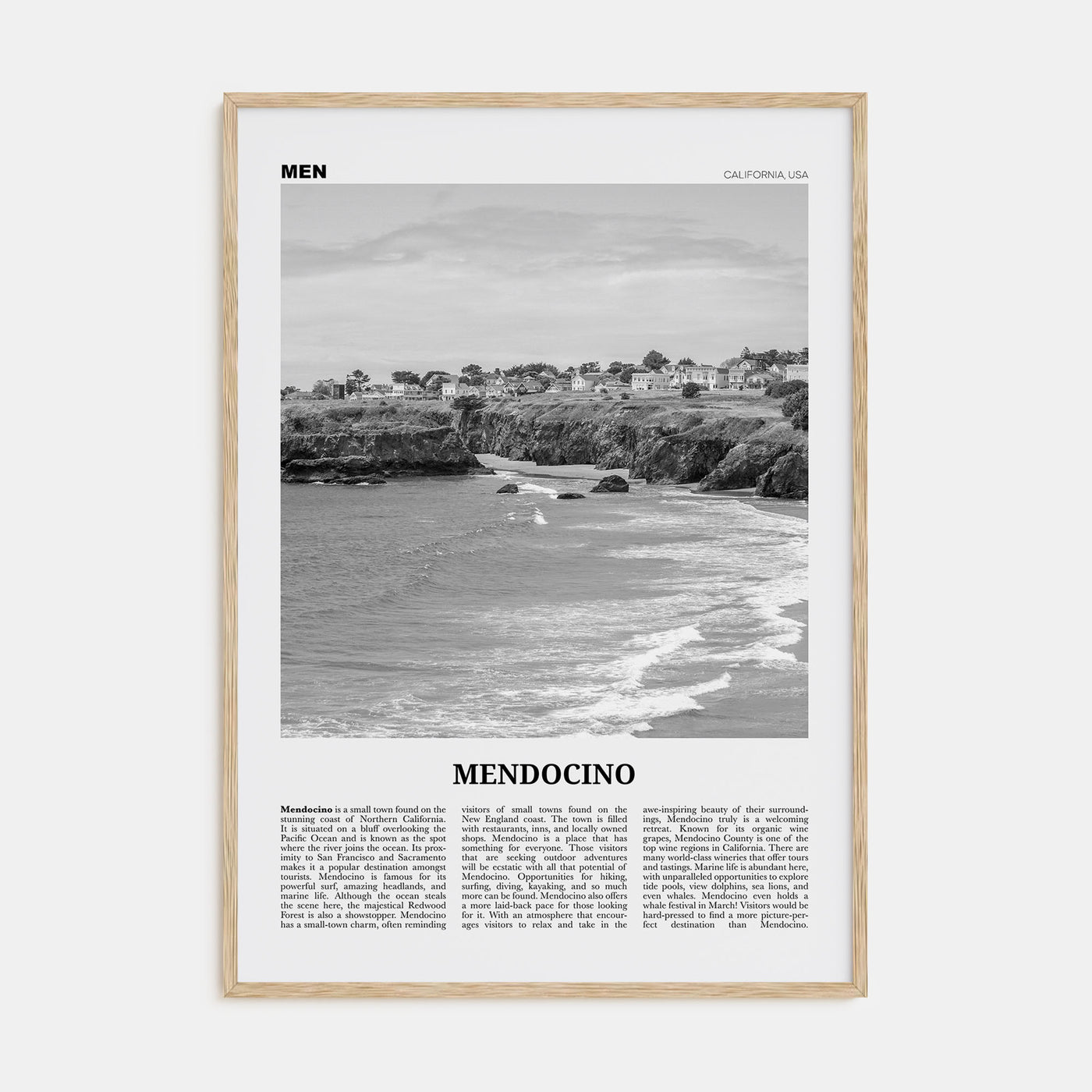 Mendocino Travel B&W Poster