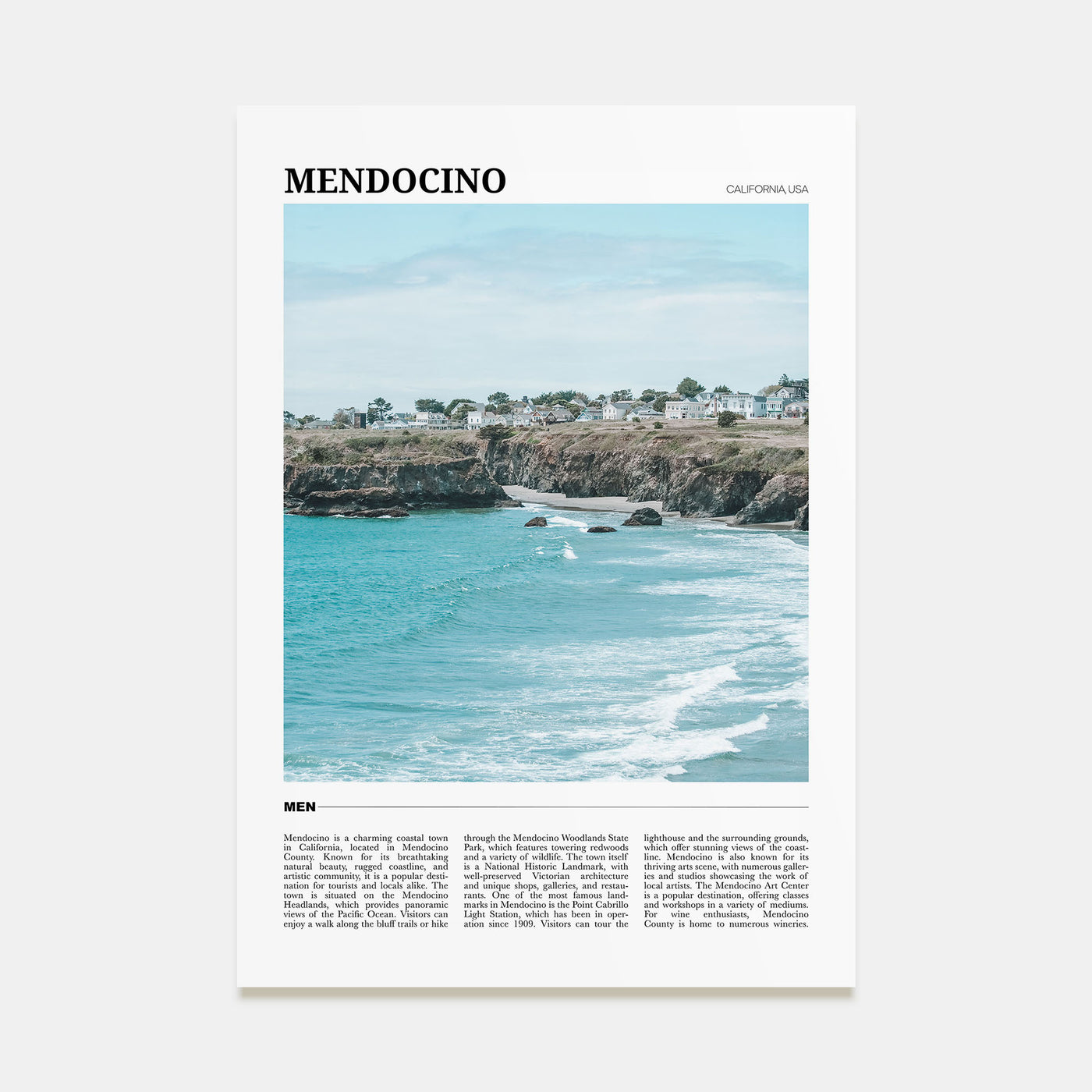 Mendocino Travel Color Poster