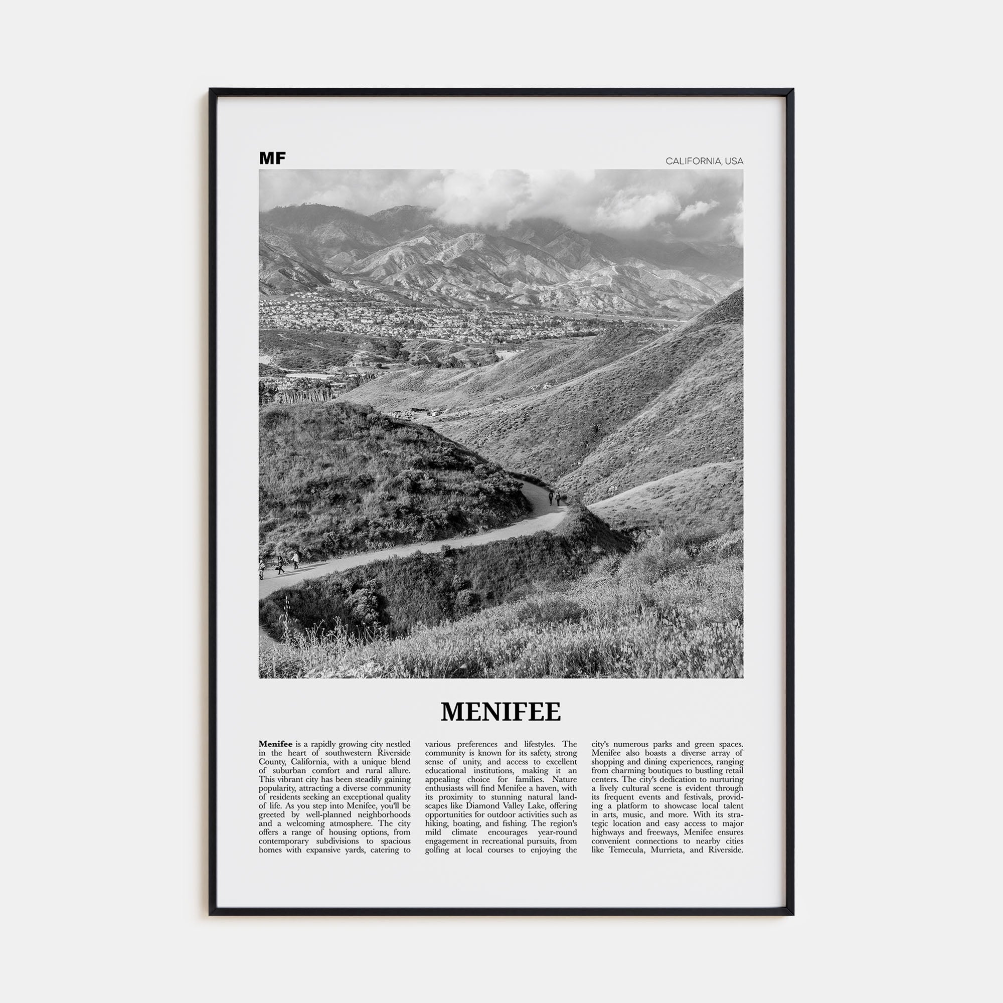 Menifee Travel B&W Poster