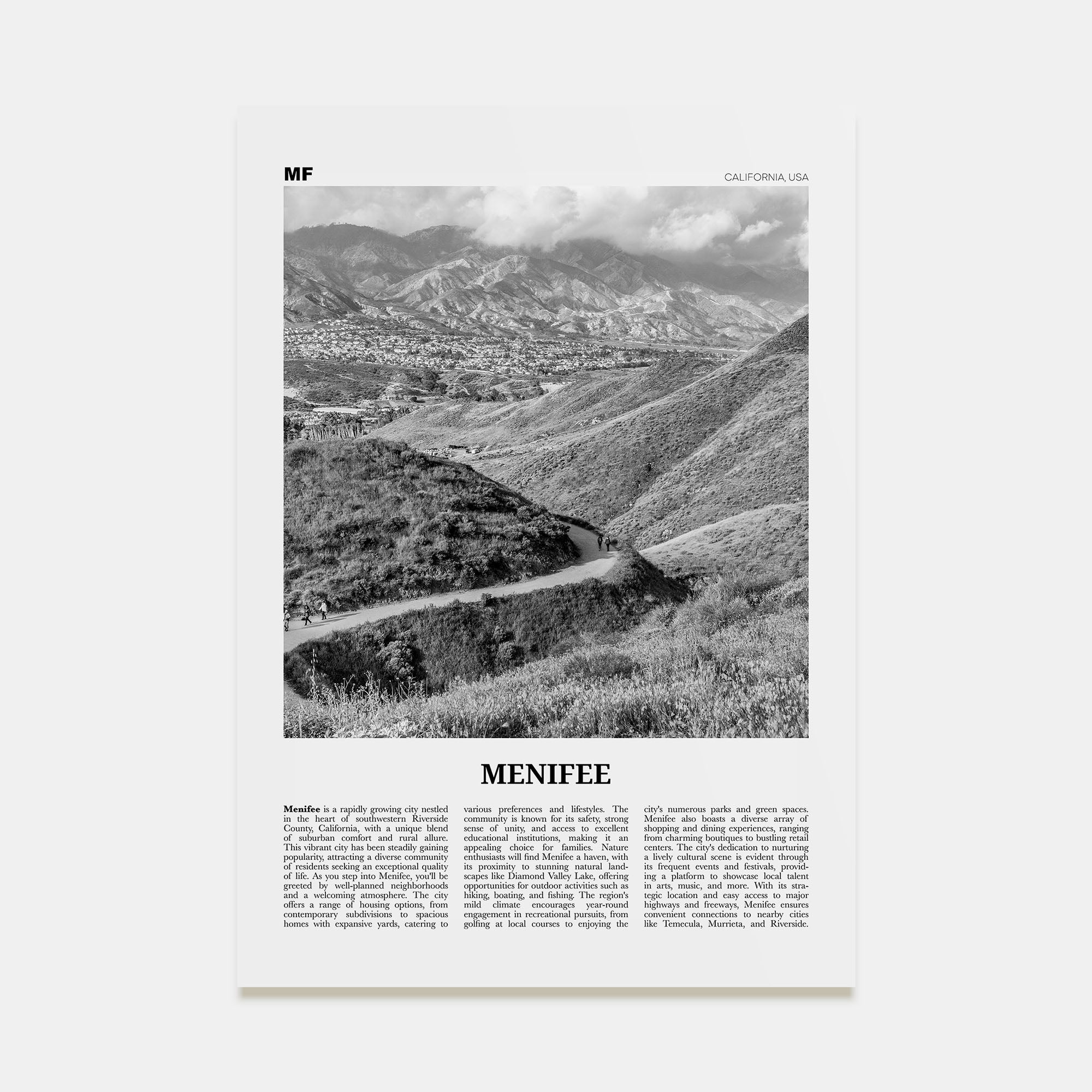 Menifee Travel B&W Poster