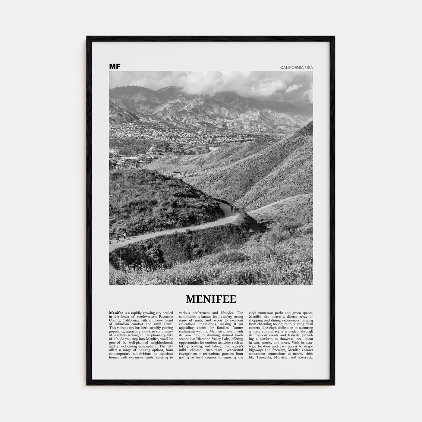Menifee Travel B&W Poster