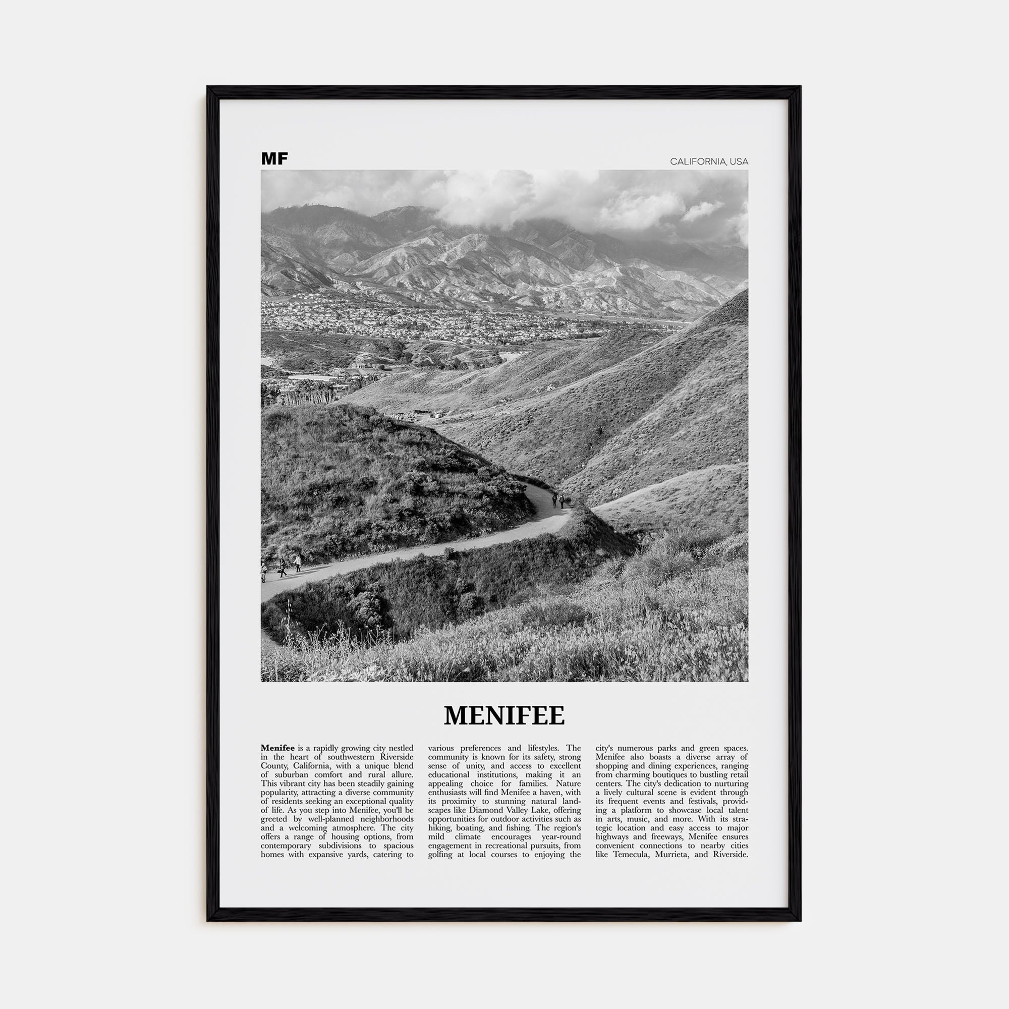 Menifee Travel B&W Poster