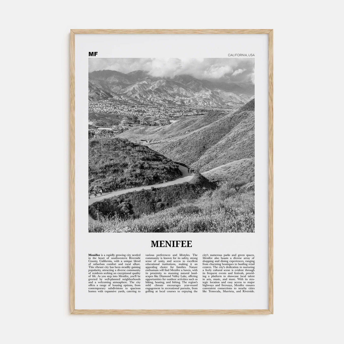 Menifee Travel B&W Poster