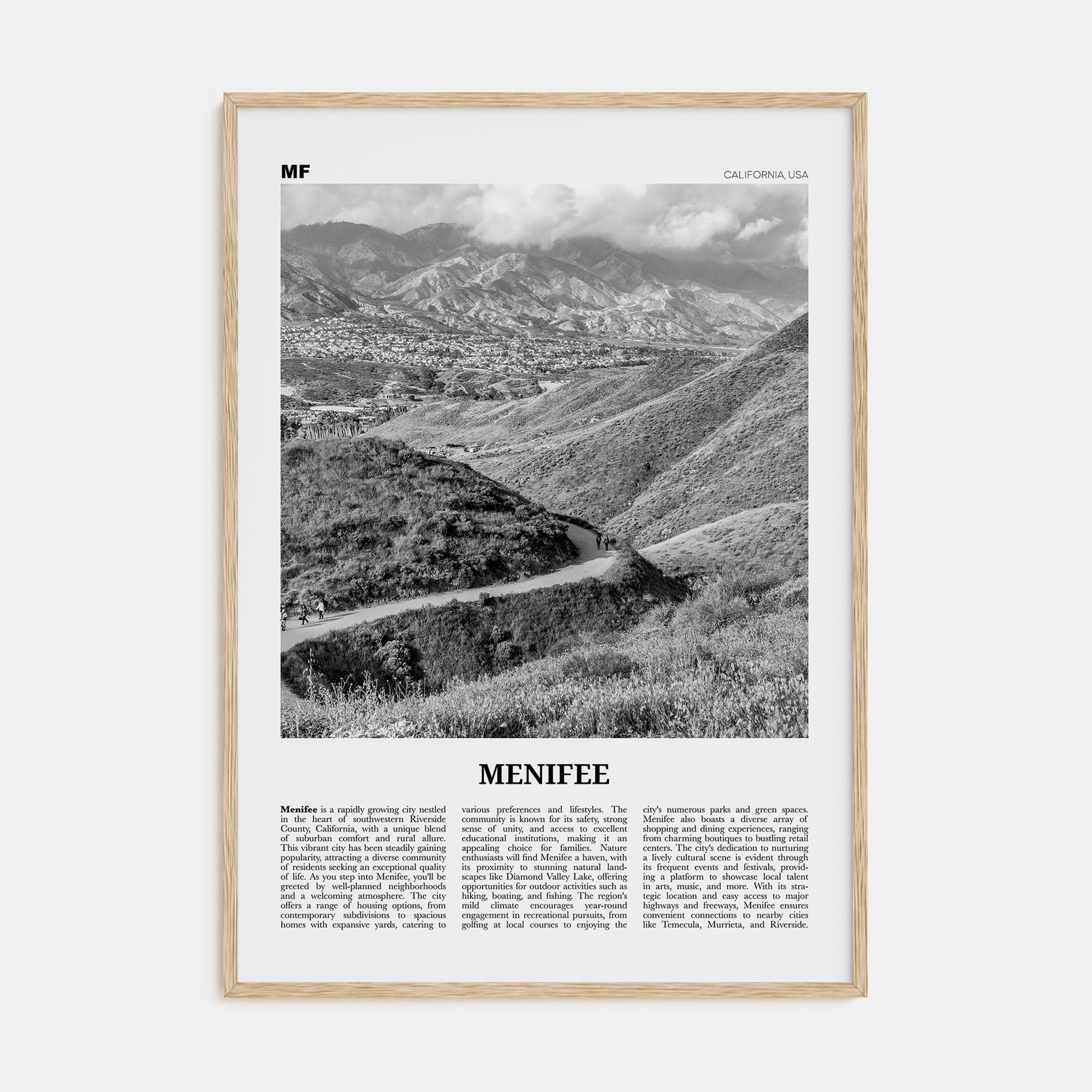 Menifee Travel B&W Poster