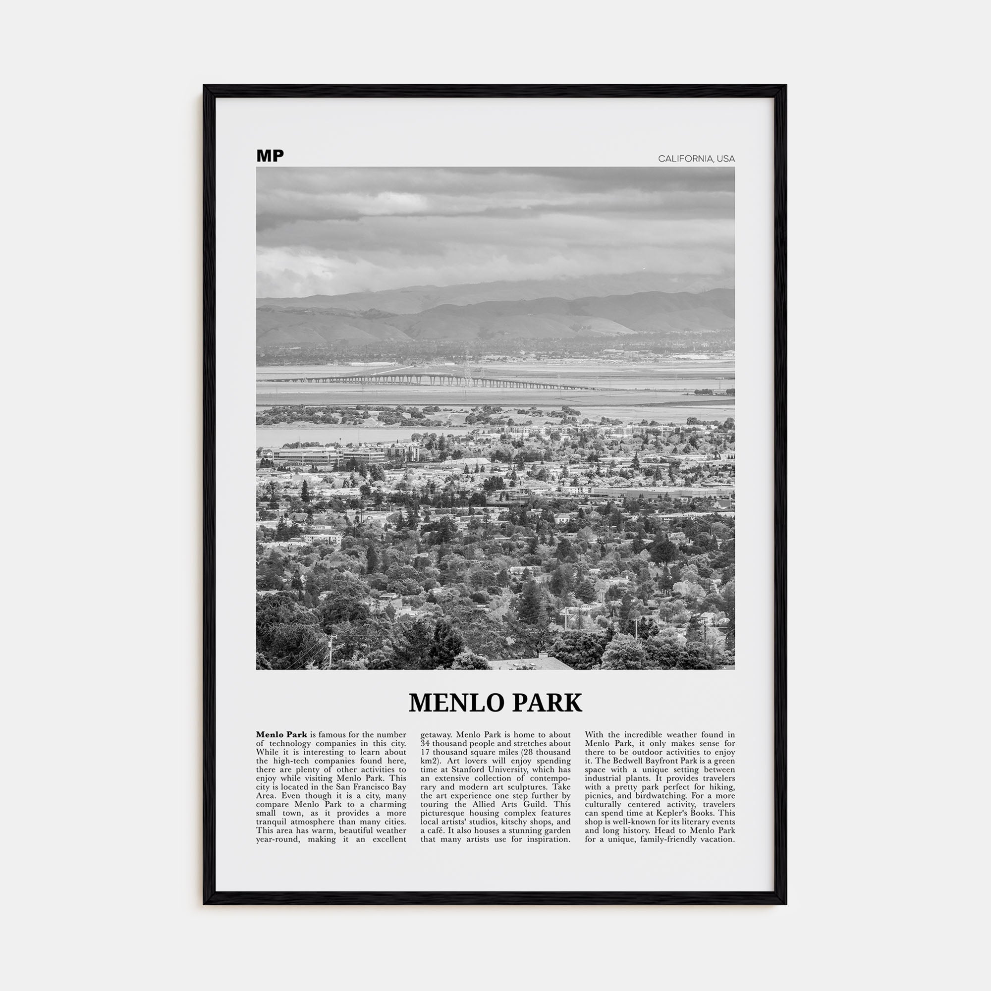 Menlo Park Travel B&W Poster