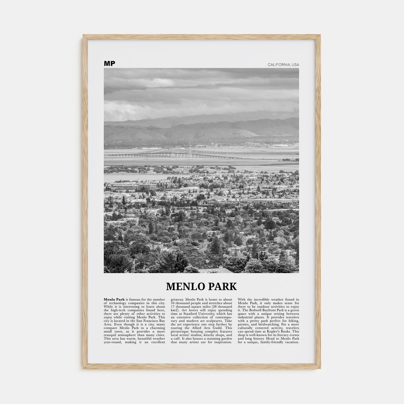 Menlo Park Travel B&W Poster