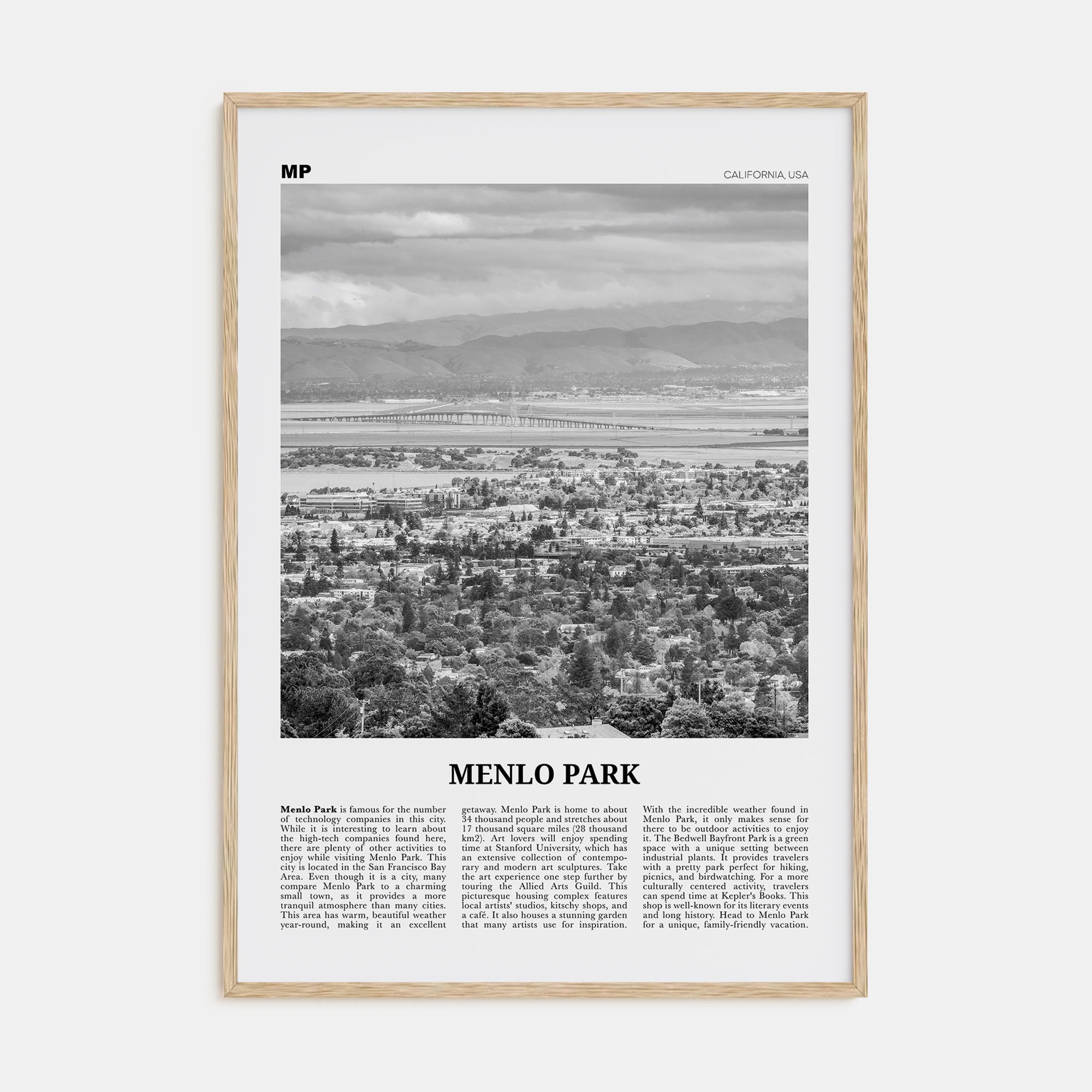 Menlo Park Travel B&W Poster