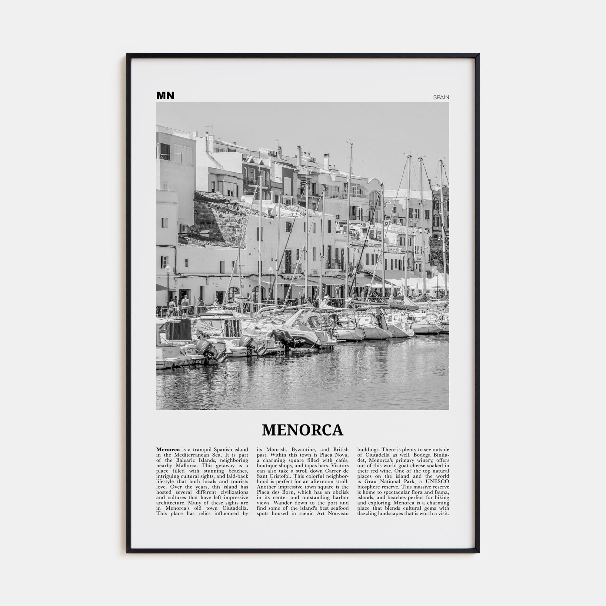 Menorca Travel B&W Poster