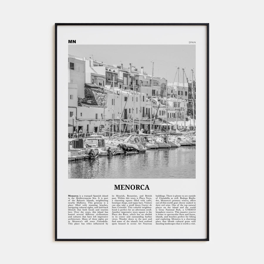 Menorca Travel B&W Poster