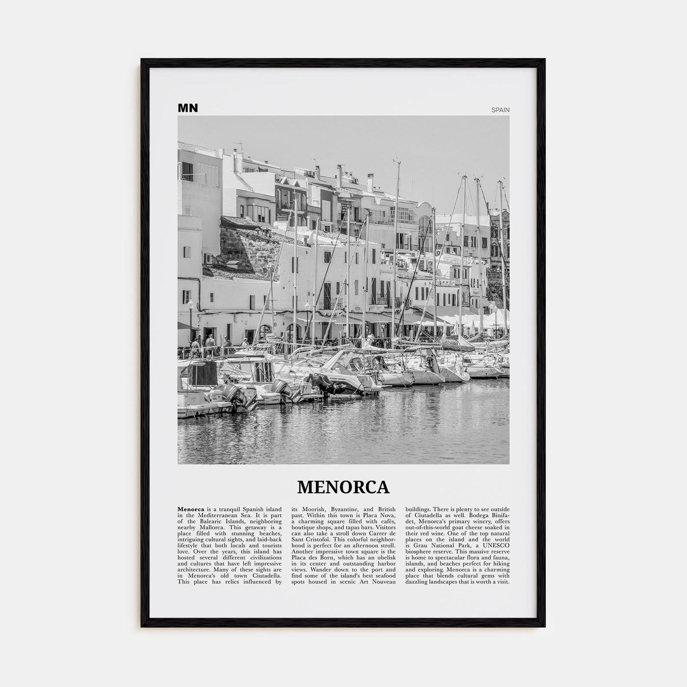 Menorca Travel B&W Poster