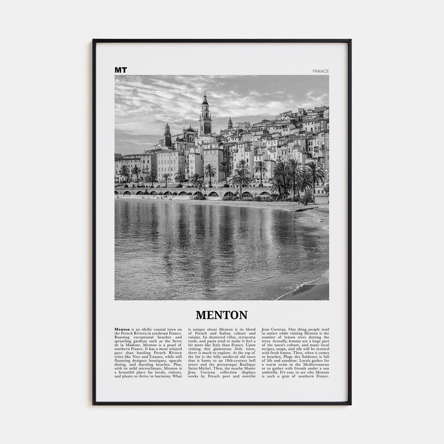 Menton Travel B&W Poster