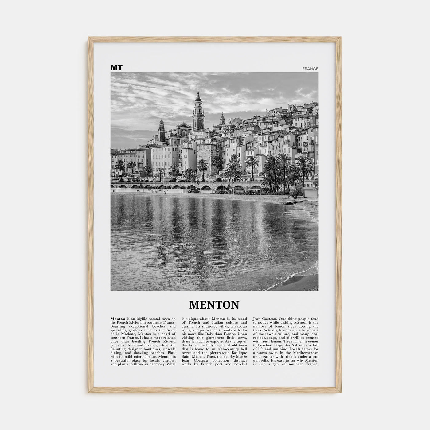 Menton Travel B&W Poster