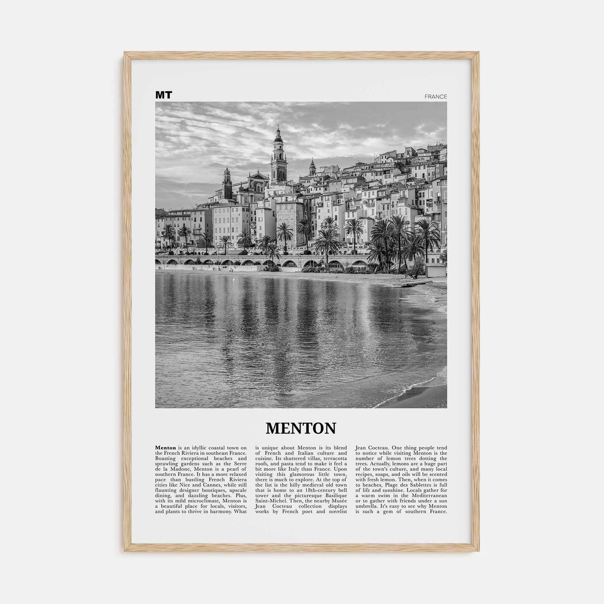 Menton Travel B&W Poster